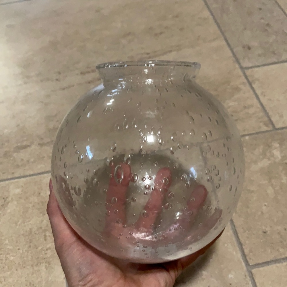 Seeded glass bulb covers, set of 2